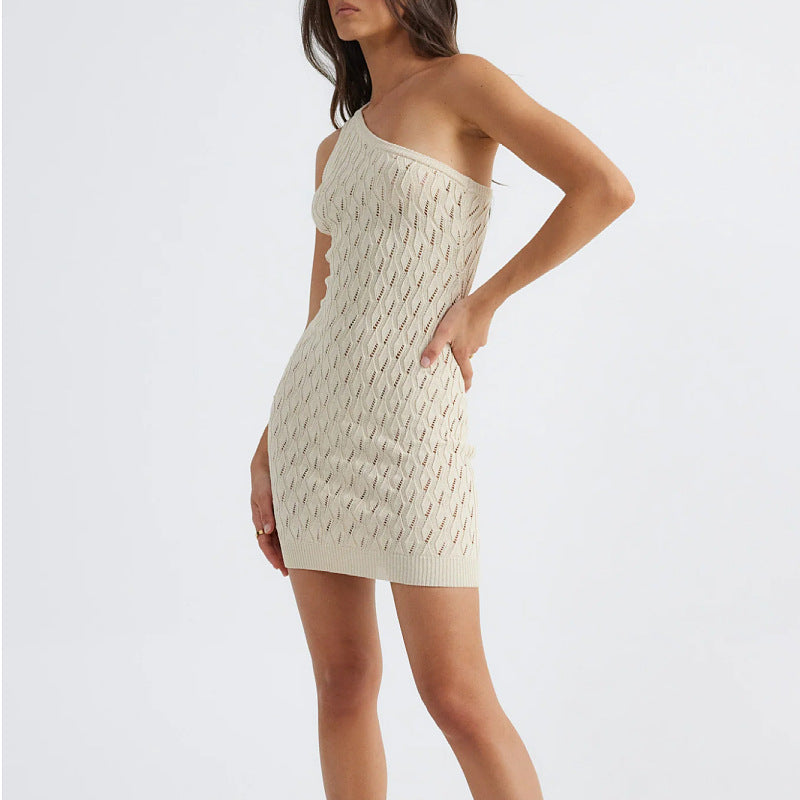 Sexy Hip Summer Women Hollow Out Cutout Shoulder Knitted Dress Women Bella Mia